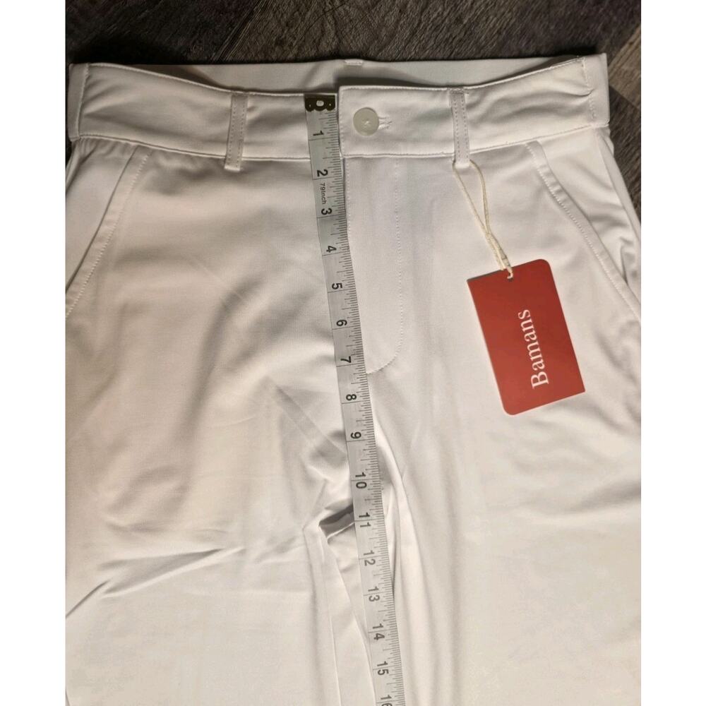 Bamans Women's Dress Pants Size M 8-10 White Stretch Ankle Work Office NWT - Picture 4 of 6